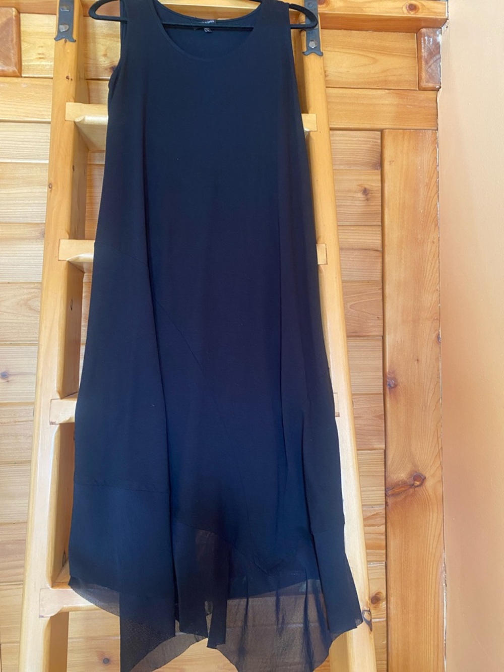 Eileen Fisher Black Asymmetrical Sheer-Hem Skirt
